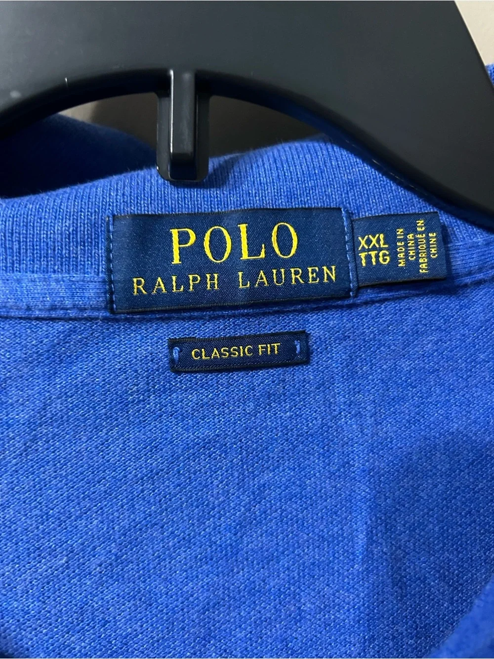 Ralph Lauren Men’s Bright Blue Short-Sleeve Polo with Orange Logo cotton